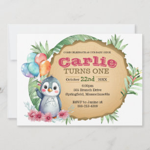 Baby Chick Penguin Invitation d'anniversaire