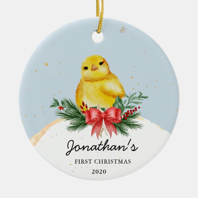 Baby Chicken Baby's First Christmas Ornament (Vorne)