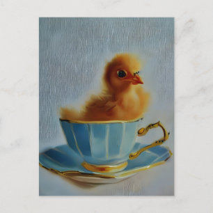 Baby Chicken in einem Teacup Postkarte
