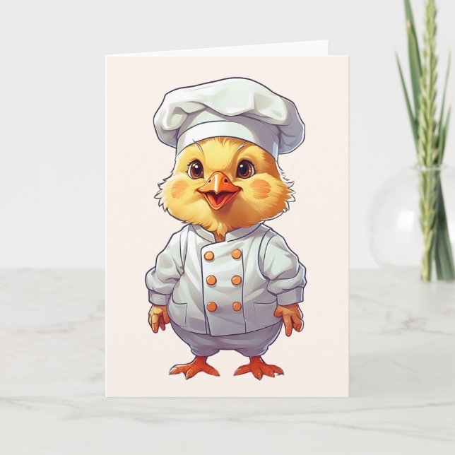 Baby Chicken Koch Illustration Leere Gruß Karte (Vorderseite)