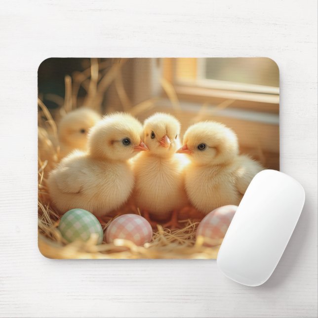 Baby Chicks mit Gingham Eiern Mousepad (Mit Mouse)