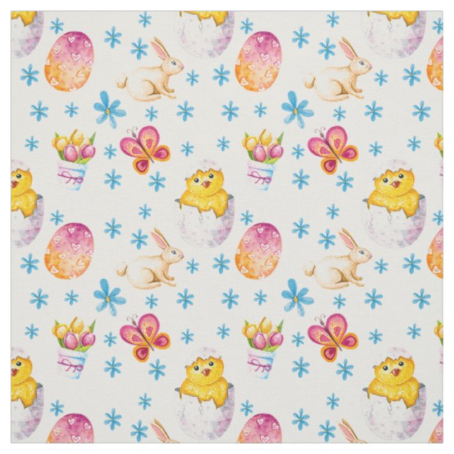 Baby Chicks Ostereier Rosa Schmetterlinge Stoff (Muster)