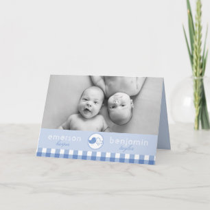 Baby Chicks Twin Boys Photo Faire-part de naissanc