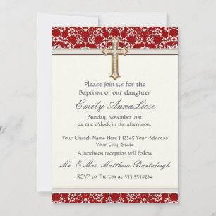 Baby Child Säugling Taufe Gold Golden Cross Lace Einladung