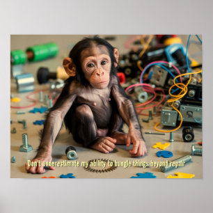 Baby Chimpanzee Plakat "Bungle" komisch drucken