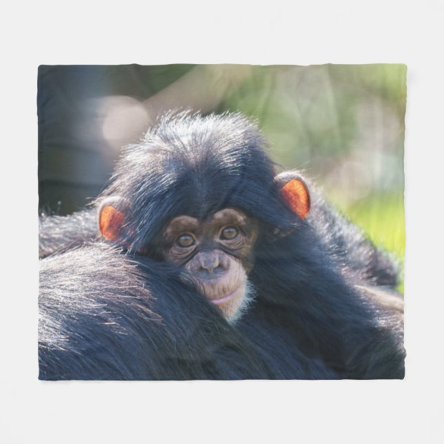 Baby Chimpanzee Reise Fleecedecke (Vorderseite (Horizontal))