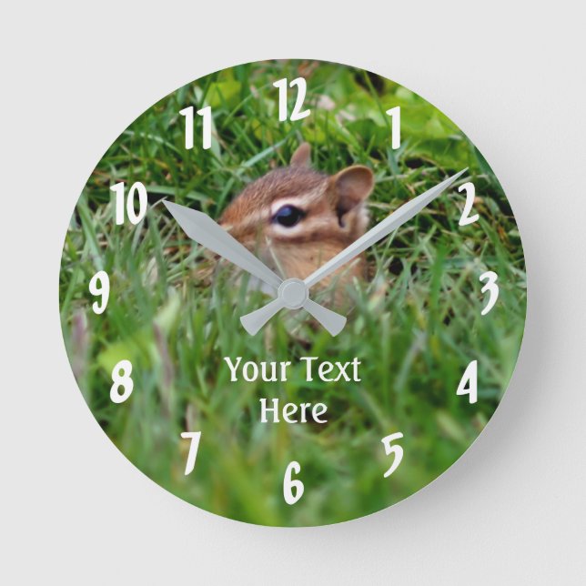 Baby Chipmunk Peeking Animal Runde Wanduhr (Vorderseite)