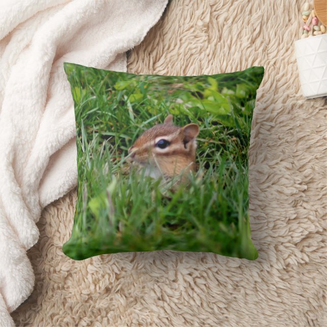 Baby Chipmunk Peeking Nature Wildlife Kissen (Decke)
