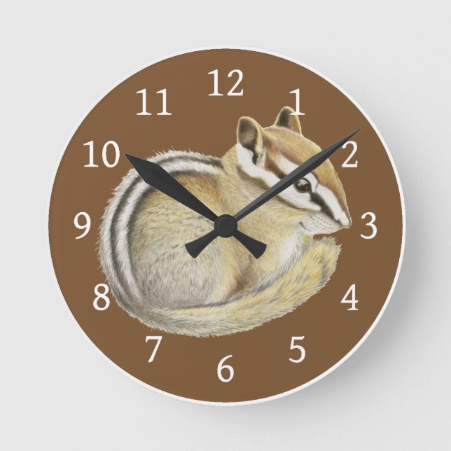 Baby Chipmunk Runde Wanduhr (Vorderseite)
