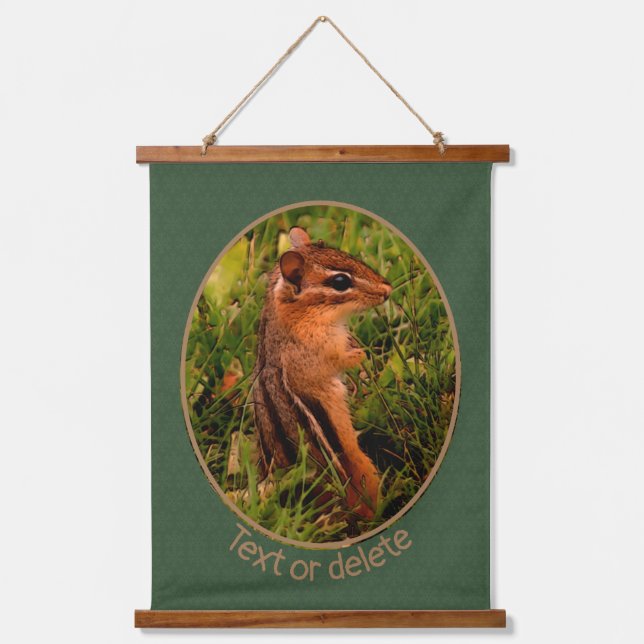 Baby Chipmunk Wildlife Animal Art Personalisiert Wandteppich Mit Holzrahmen (Vorderseite)