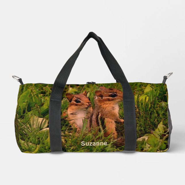 Baby Chipmunks Animal Art Personalisiert Duffle Bag (Vorderseite)
