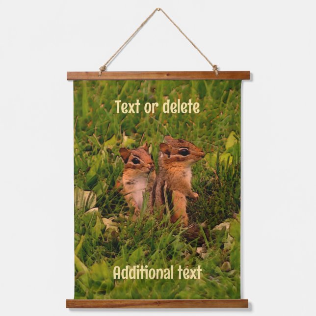 Baby Chipmunks Animal Art Personalisiert Wandteppich Mit Holzrahmen (Vorderseite)