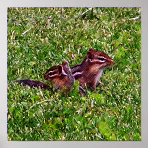 Baby Chipmunks First Day #4 Animal Poster