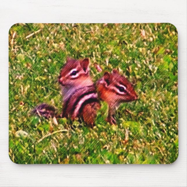 Baby Chipmunks First Day Animal Art Mousepad (Vorne)