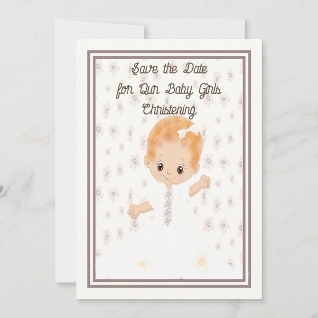 Baby Christening Save the Date Illustrated Baby (Devant)