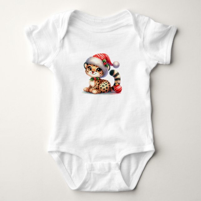 Baby Christmas Cheetah Strampler (Vorderseite)