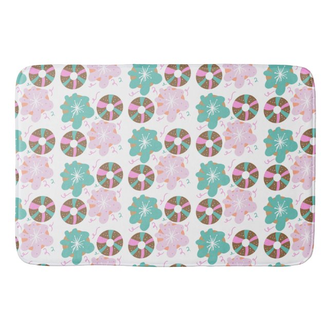 Baby Christmas Donuts Doodle Pink Badematte (Vorderseite)