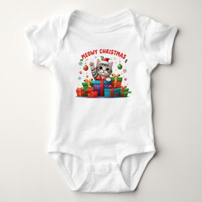 Baby Christmas Kitty With Gift Baby Strampler (Vorderseite)