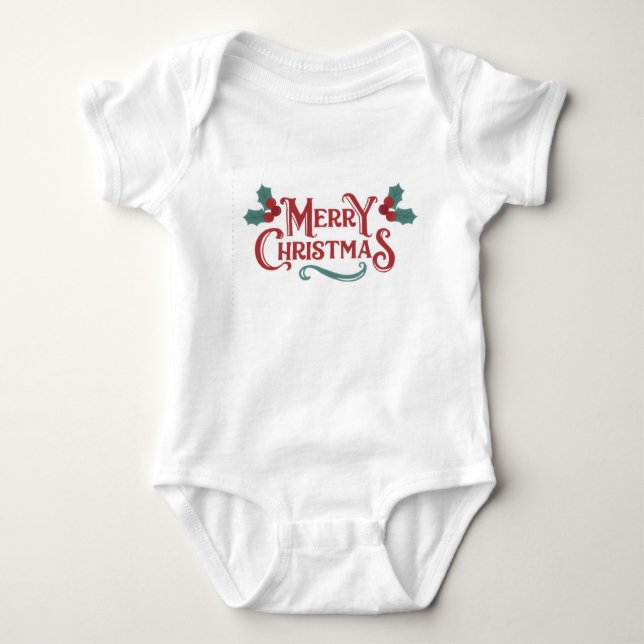 Baby Christmas One-Piece | Merry Christmas Outfit  Baby Strampler (Vorderseite)