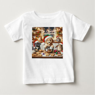 Baby Christmas T - Shirt mit Hund, Katze, Hase #6