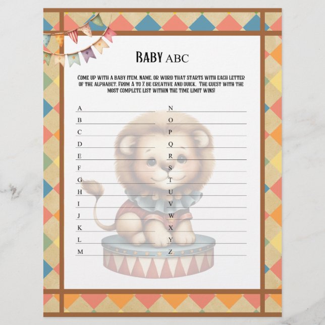 Baby Circus_ Baby ABC Race Game Briefbogen (Vorderseite)
