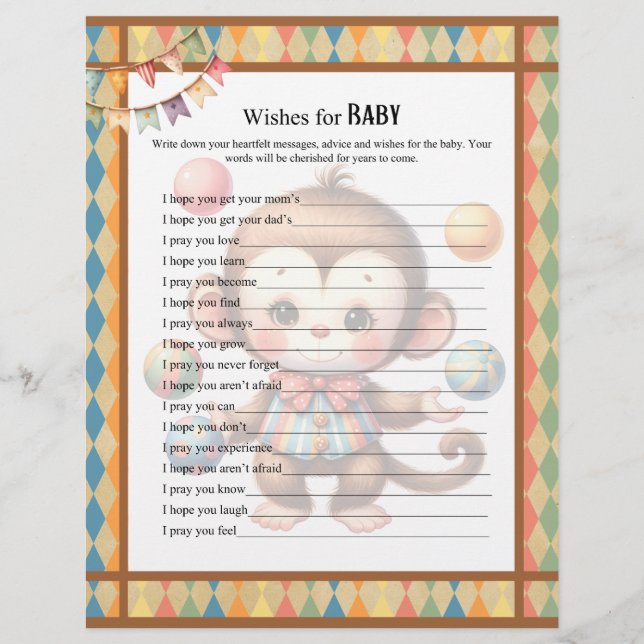 Baby Circus_ Baby wünscht Aktivität Briefbogen (Vorderseite)