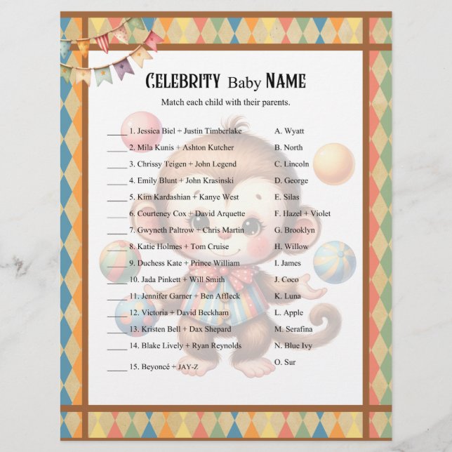 Baby Circus_ Celebrity Baby Game Briefbogen (Vorderseite)