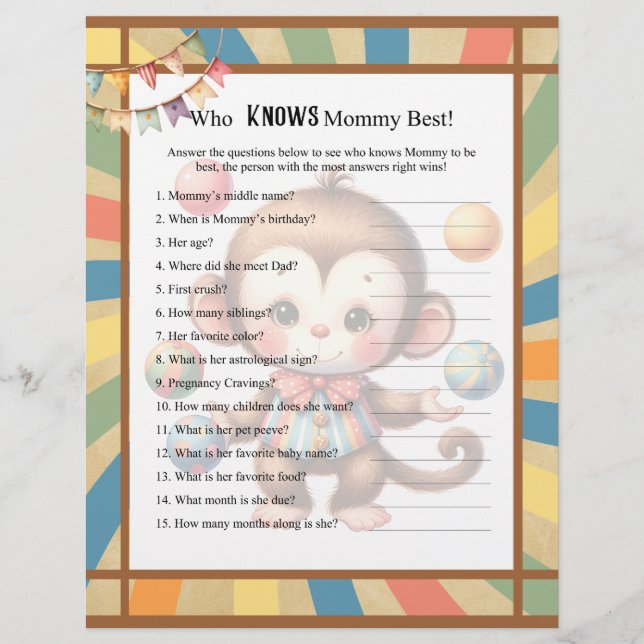 Baby Circus_ kennt Mommy Best Game Briefbogen (Vorderseite)