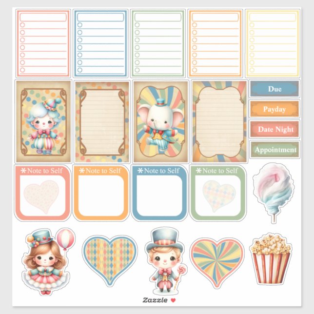 Baby Circus Planner Sticker (Blatt)