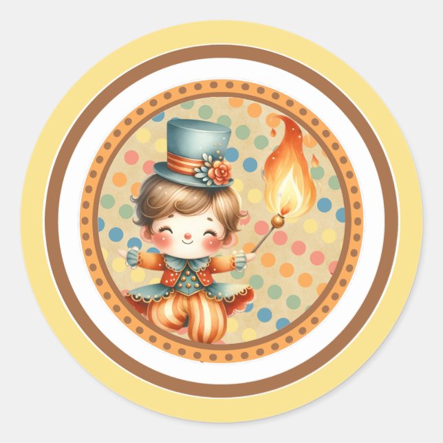 Baby Circus Runder Aufkleber (Vorderseite)
