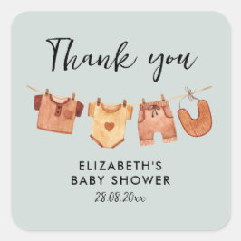 Baby Clothes Babydusche Danke Quadratischer Aufkleber