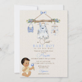 Baby Clothes Boy Baby Dusche Elfenbeinblau Einladung