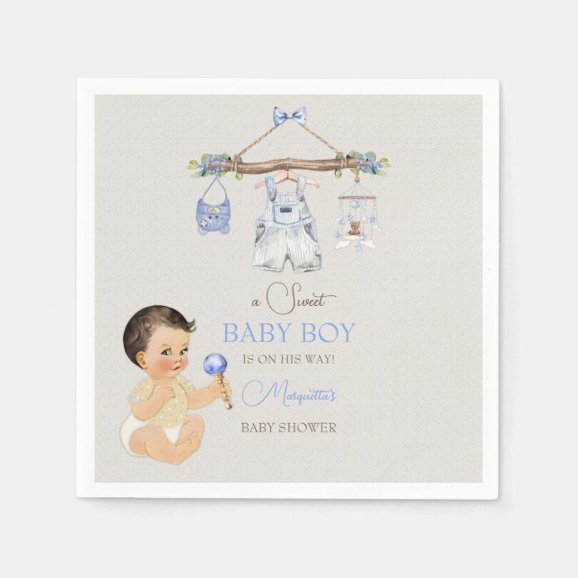 Baby Clothes Boy Baby Dusche Elfenbeinblau Serviette (Vorderseite)