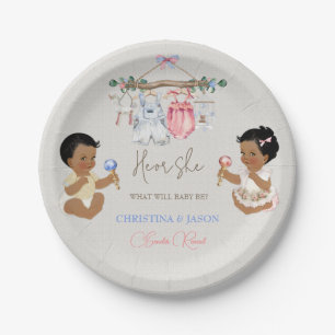 Baby Clothes Geschlecht offenbart Elfenbeinrosa Bl Pappteller