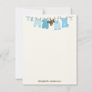 Baby Clothesline Flat Dankeschön-Notizen {blau} Mitteilungskarte