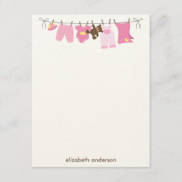 Baby Clothesline Girl Baby Dusche Vielen Dank Mitteilungskarte