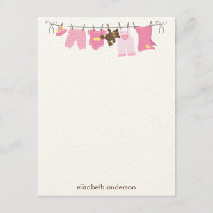 Baby Clothesline Girl Baby Dusche Vielen Dank Mitteilungskarte