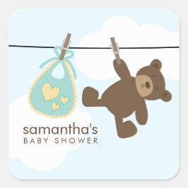Baby Clothesline {green} Quadratischer Aufkleber