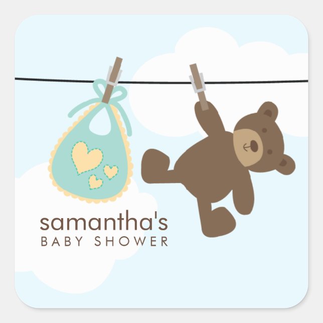 Baby Clothesline {green} Quadratischer Aufkleber (Vorderseite)