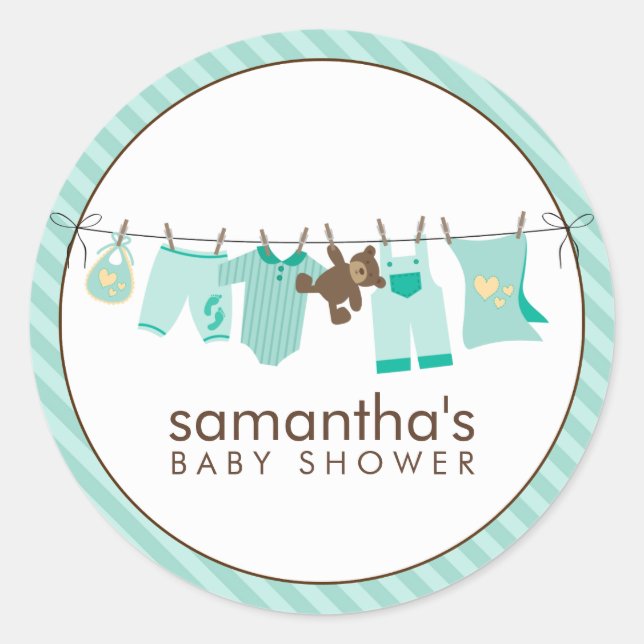 Baby Clothesline {green} Runder Aufkleber (Vorderseite)