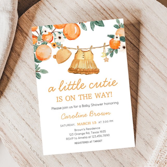 Baby Clothesline Orange Fruit Baby Dusche Einladung (Baby Clothesline Baby Shower Invitation
)