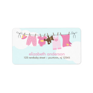 Baby Clothesline {pink} Adressaufkleber