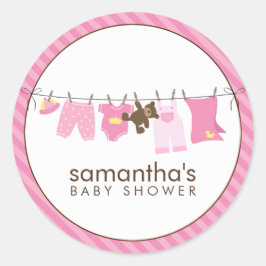 Baby Clothesline {pink} Runder Aufkleber