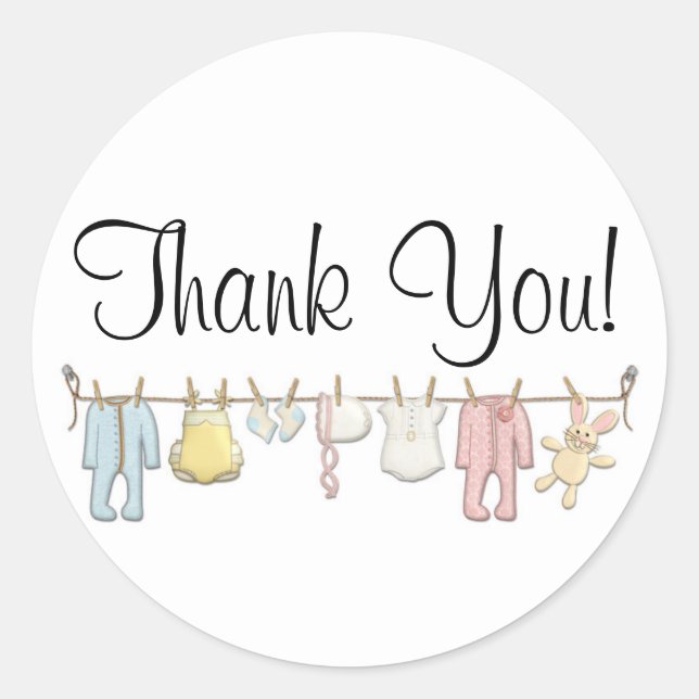 Baby Clothesline Säugling Nähen Danke Runder Aufkleber (Vorderseite)
