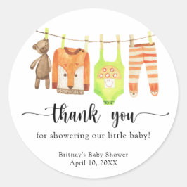 Baby Clothesline - vielen Dank Runder Aufkleber