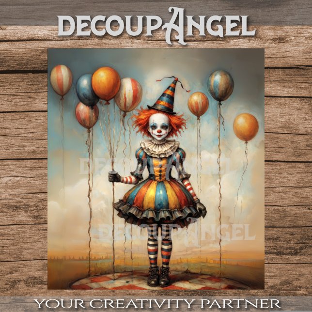 Baby Clown mit Balloons - Decoupage - Seidenpapier (Von Creator hochgeladen)