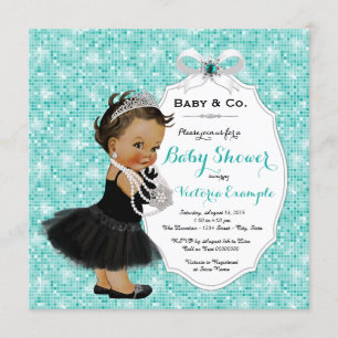 Baby & Co Black Teal Blau Ethnische Babygirl-Baby- Einladung
