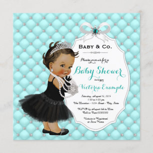 Baby & Co Türkisblaue Ethnische Babygirl-Party Einladung