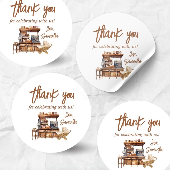 Baby Coffee Baby Dusche Runder Aufkleber (Coffee Baby Shower Sticker)