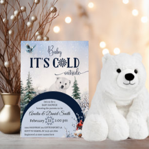 Baby Cold Outdoor Bear Winter Owl Babydusche Einladung